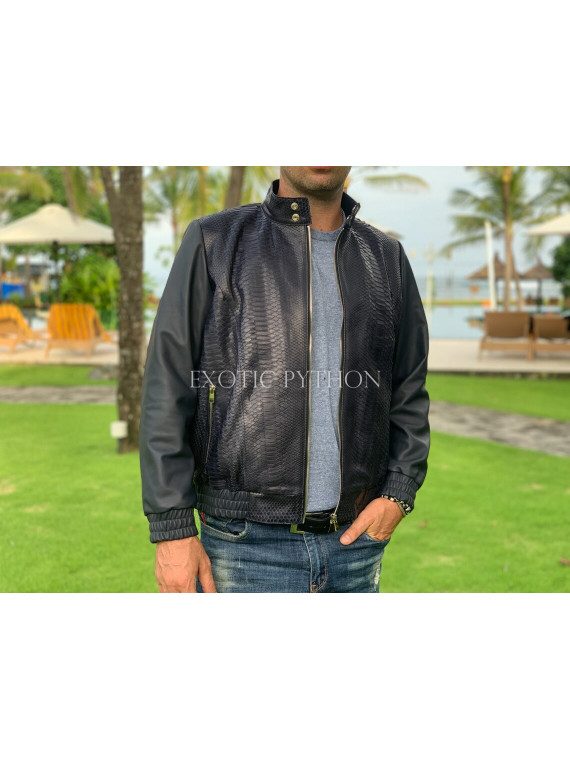 Men's black snakeskin jacket JT-106