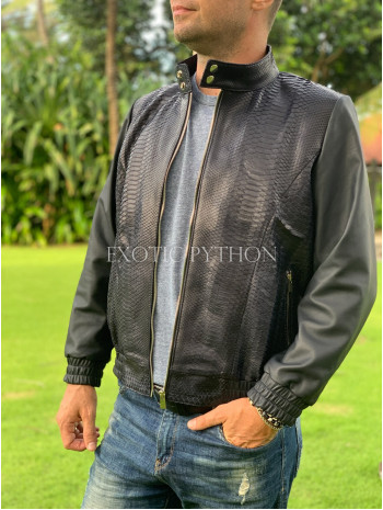 Men's black snakeskin jacket JT-106