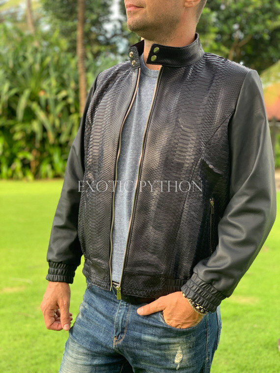 Men's black snakeskin jacket JT-106