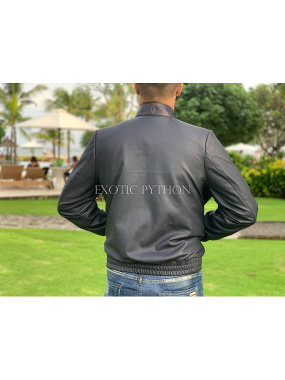 Men's black snakeskin jacket JT-106