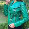 Women's green snakeskin jacket JT-94