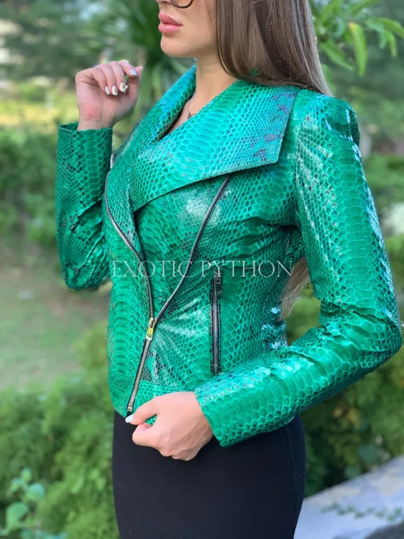 Women's green snakeskin jacket JT-94