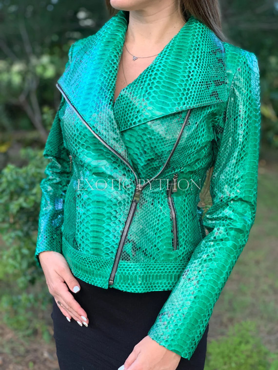 Women's green snakeskin jacket JT-94