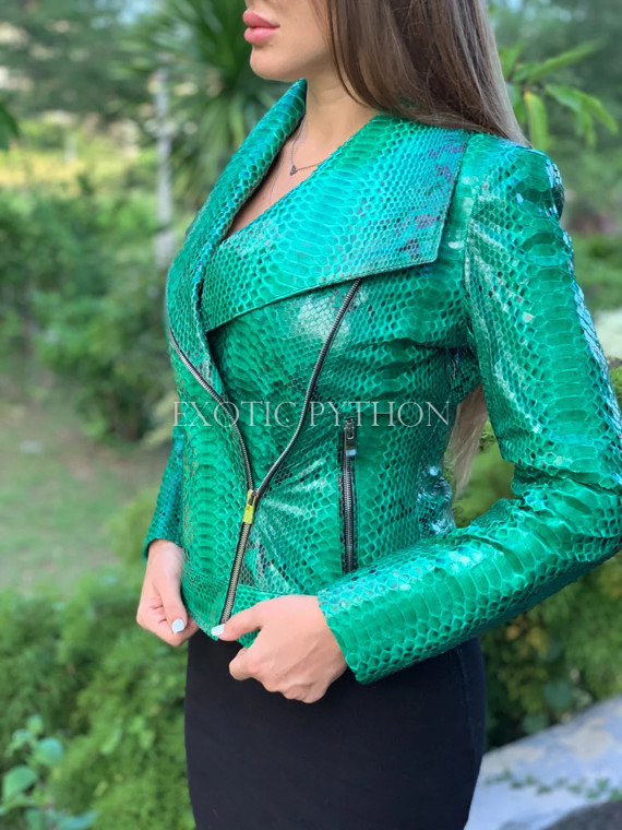 Women's green snakeskin jacket JT-94