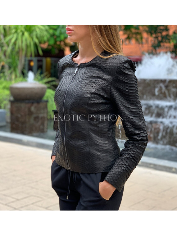 Women's black snakeskin jacket  JT-98