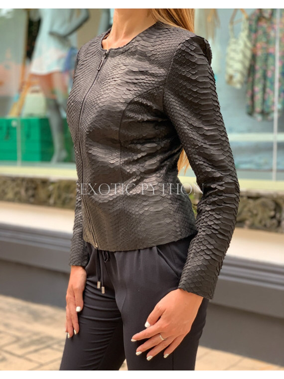 Women's black snakeskin jacket  JT-98