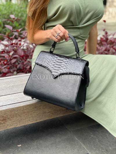 Python leather handbag combined with lambskin BG-377