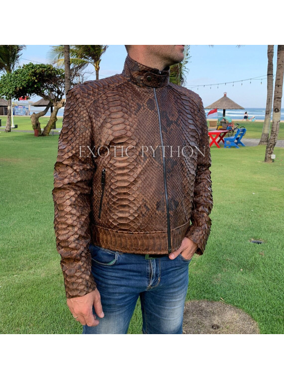 Men's snakeskin brown jacket JT-111