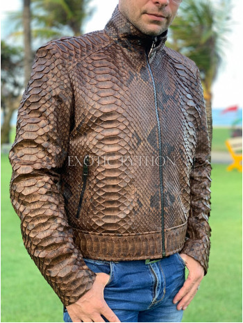 Men's snakeskin brown jacket JT-111