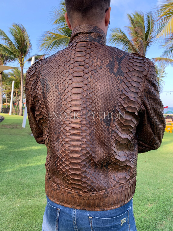 Men's snakeskin brown jacket JT-111