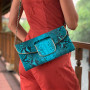 Blue leather clutch CL-355