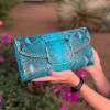 Blue leather clutch CL-355