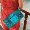 Blue leather clutch CL-355