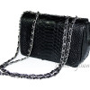 Snakeskin crossbody bag black glossy CL-4