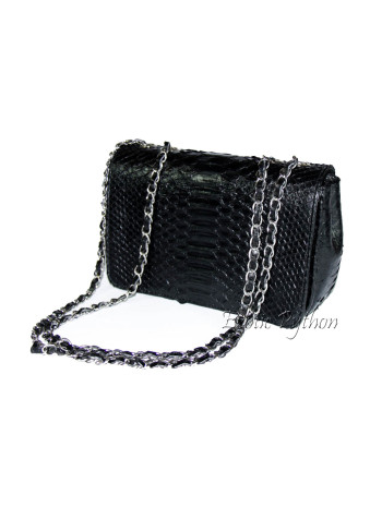 Snakeskin crossbody bag black glossy CL-4