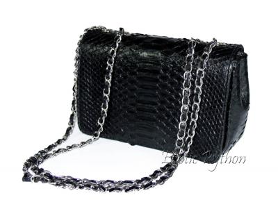 Snakeskin crossbody bag black glossy CL-4