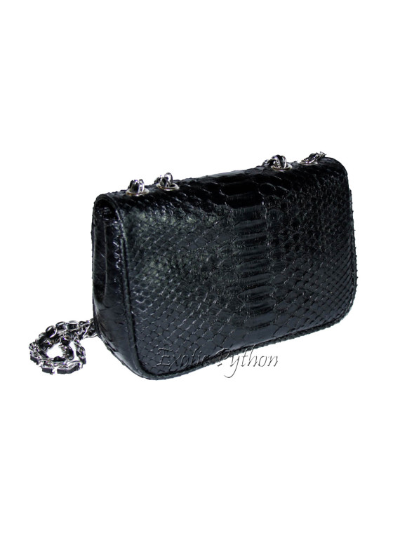 Snakeskin crossbody bag black glossy CL-4