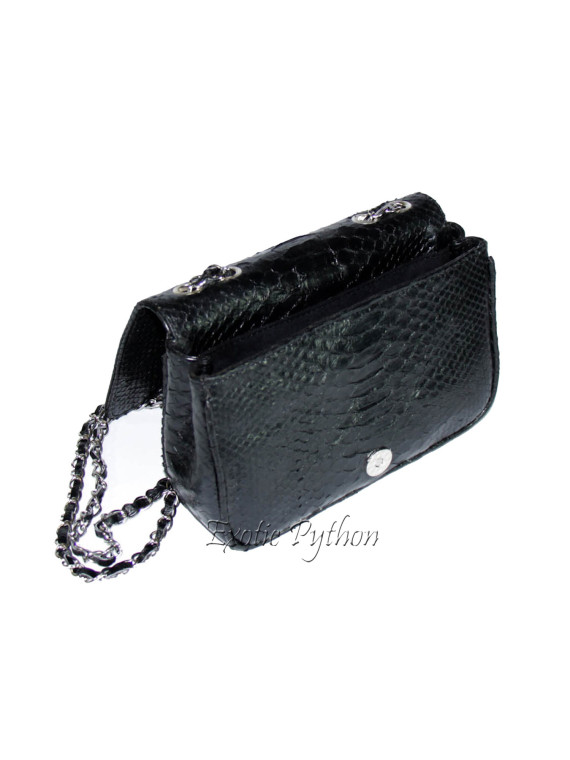 Snakeskin crossbody bag black glossy CL-4