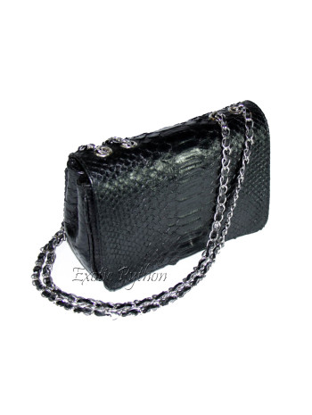 Snakeskin crossbody bag black glossy CL-4