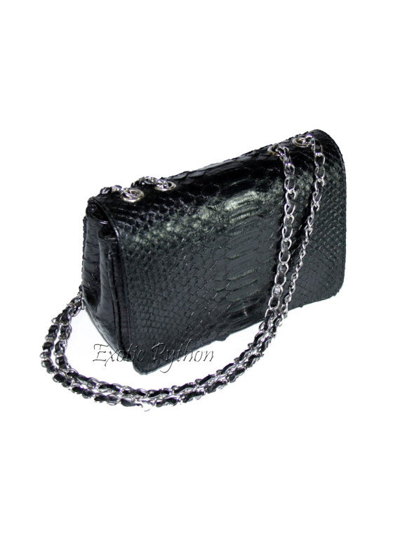 Snakeskin crossbody bag black glossy CL-4