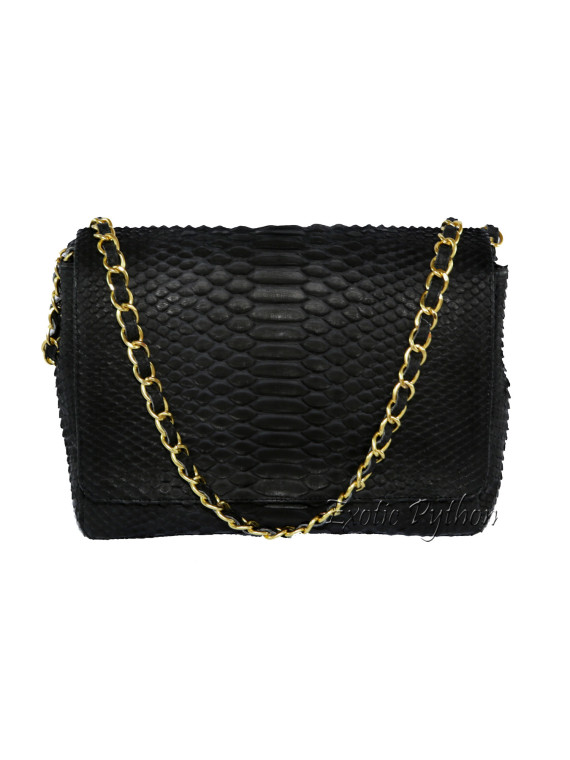 Snakeskin crossbody bag classic black matt CL-28