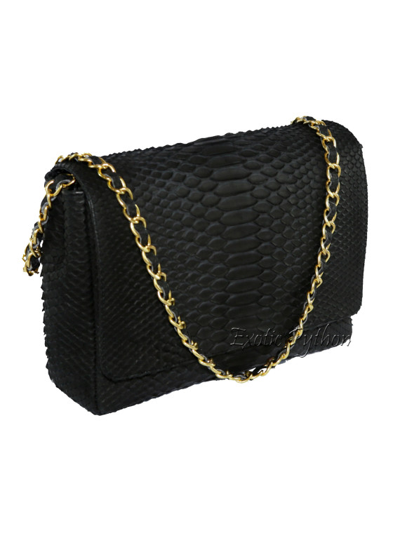 Snakeskin crossbody bag classic black matt CL-28