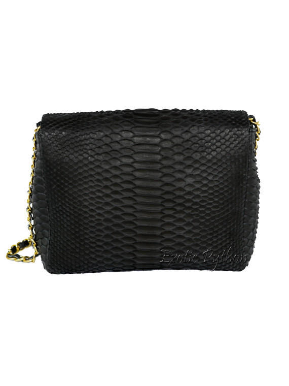 Snakeskin crossbody bag classic black matt CL-28