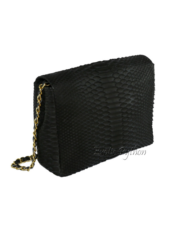 Snakeskin crossbody bag classic black matt CL-28