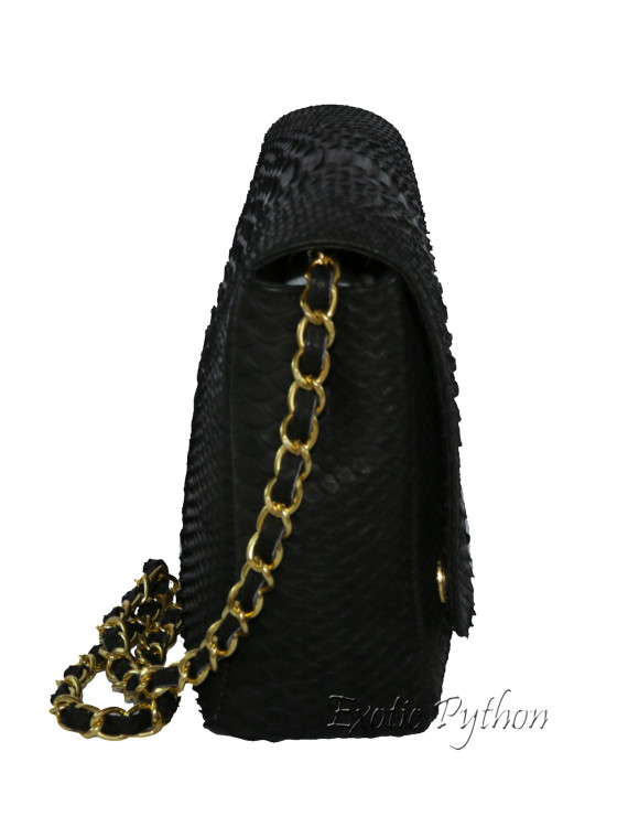 Snakeskin crossbody bag classic black matt CL-28