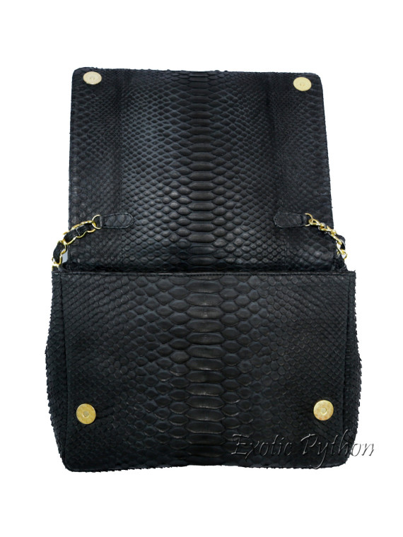 Snakeskin crossbody bag classic black matt CL-28