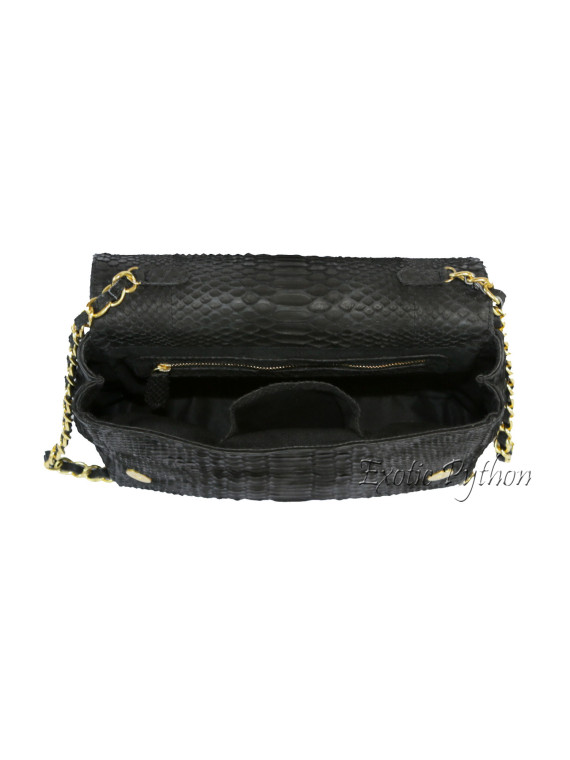 Snakeskin crossbody bag classic black matt CL-28