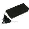 Snake leather purse black matt WA-26