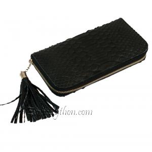 Snake leather purse black matt WA-26