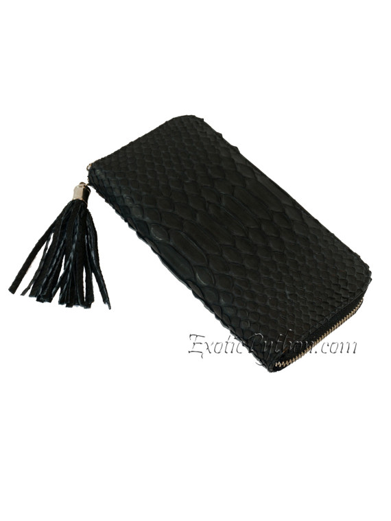 Snake leather purse black matt WA-26