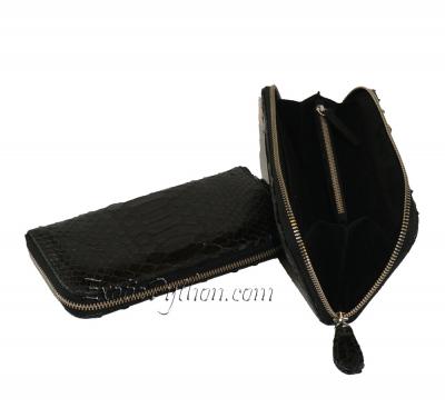 Snake leather wallet black glossy WA-27