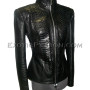 Snakeskin jacket women's black glossy JK-33