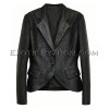 Snake leather jacket black matt JK-34