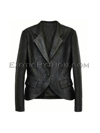 Snake leather jacket black matt JK-34