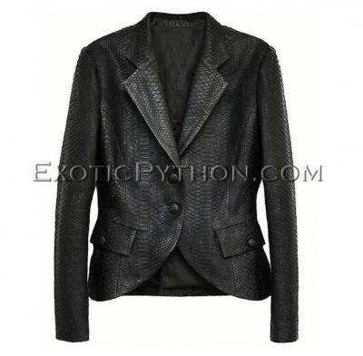 Snake leather jacket black matt JK-34
