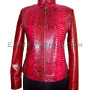 Snake leather jacket red glossy JK-30