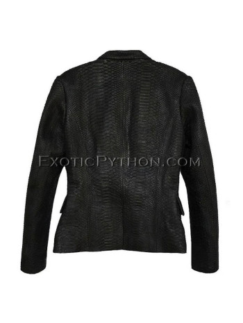 Snake leather jacket black matt JK-34