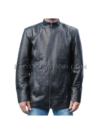 Snakeskin jacket black shiny JK-37