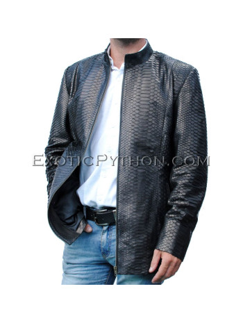 Snakeskin jacket black shiny JK-37