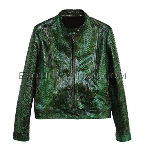 Snakeskin jacket emerald shiny JK-32