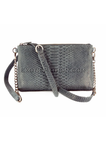 Snakeskin crossbody bag grey shiny BG-224