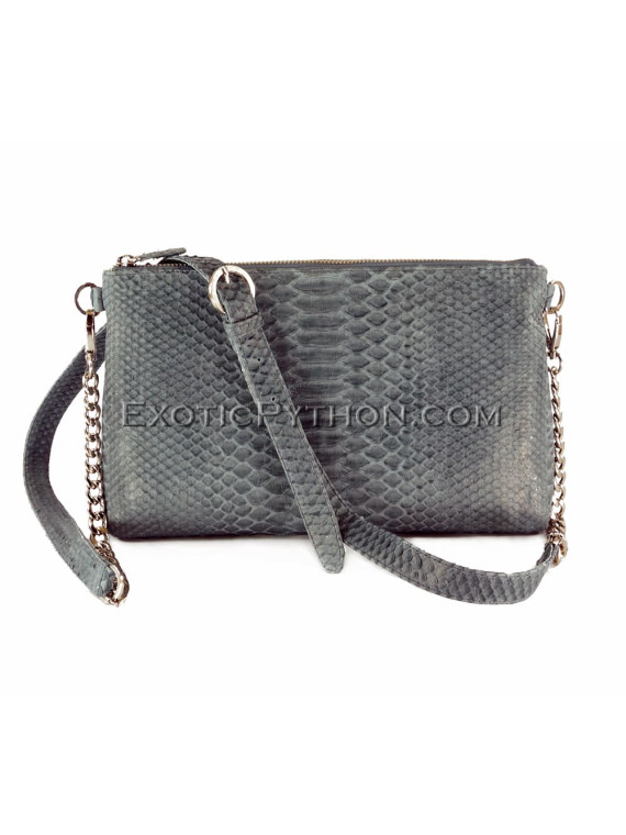 Snakeskin crossbody bag grey shiny BG-224