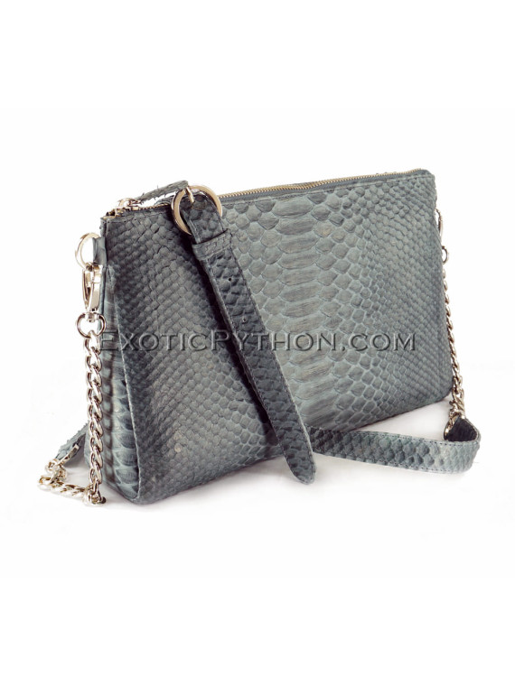 Snakeskin crossbody bag grey shiny BG-224