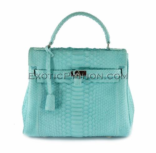 Snakeskin handbag light blue matt BG-217