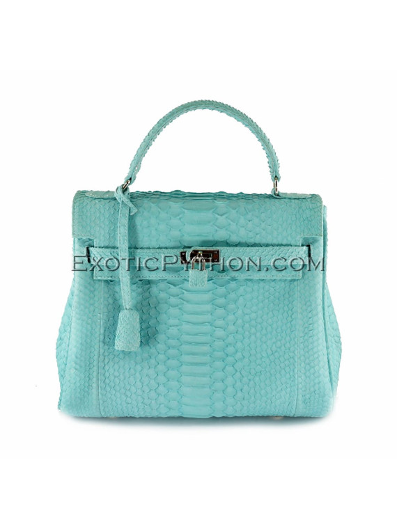 Snakeskin handbag light blue matt BG-217