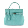 Snakeskin handbag light blue matt BG-217